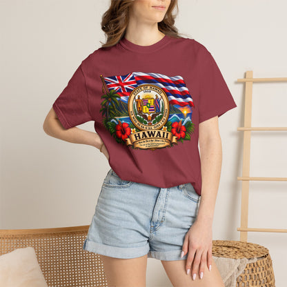 Hawaii State Seal Tee — Vintage Hawaiian Flag & Hibiscus T-Shirt