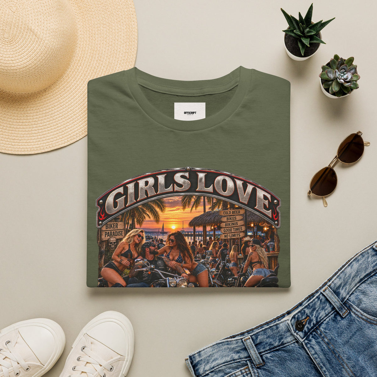 Girls Love Bike Week T-Shirt — Biker Bar Sunset Graphic Tee