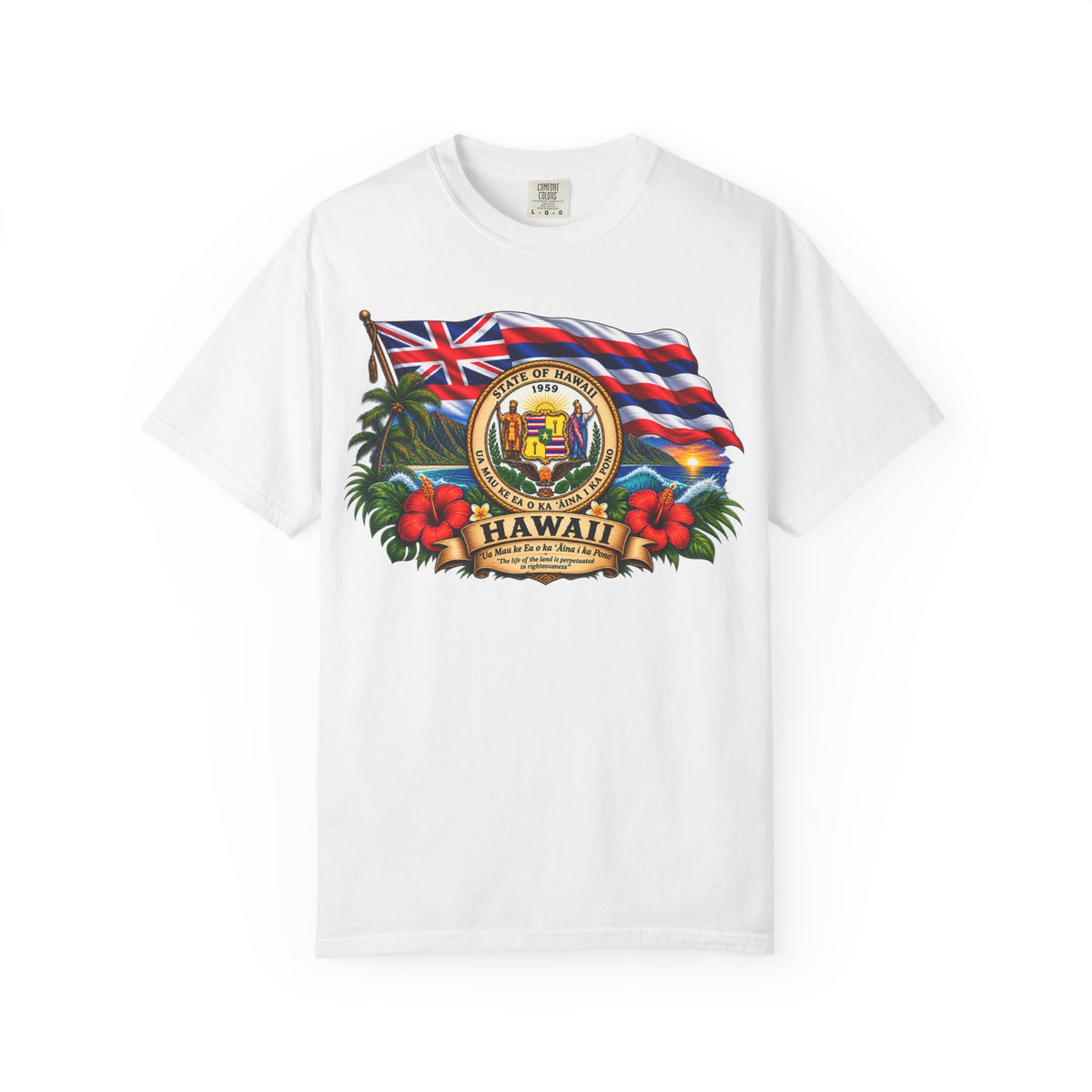 Hawaii State Seal Tee — Vintage Hawaiian Flag & Hibiscus T-Shirt