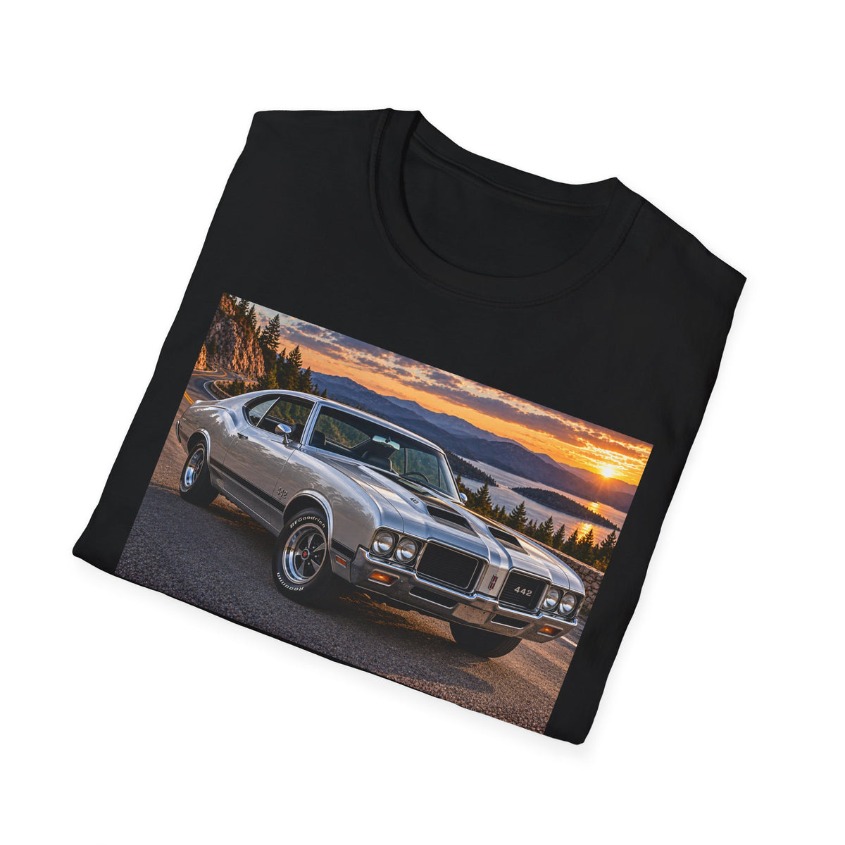 Classic Muscle Car T-Shirt – Vintage Oldsmobile Sunset Graphic Tee