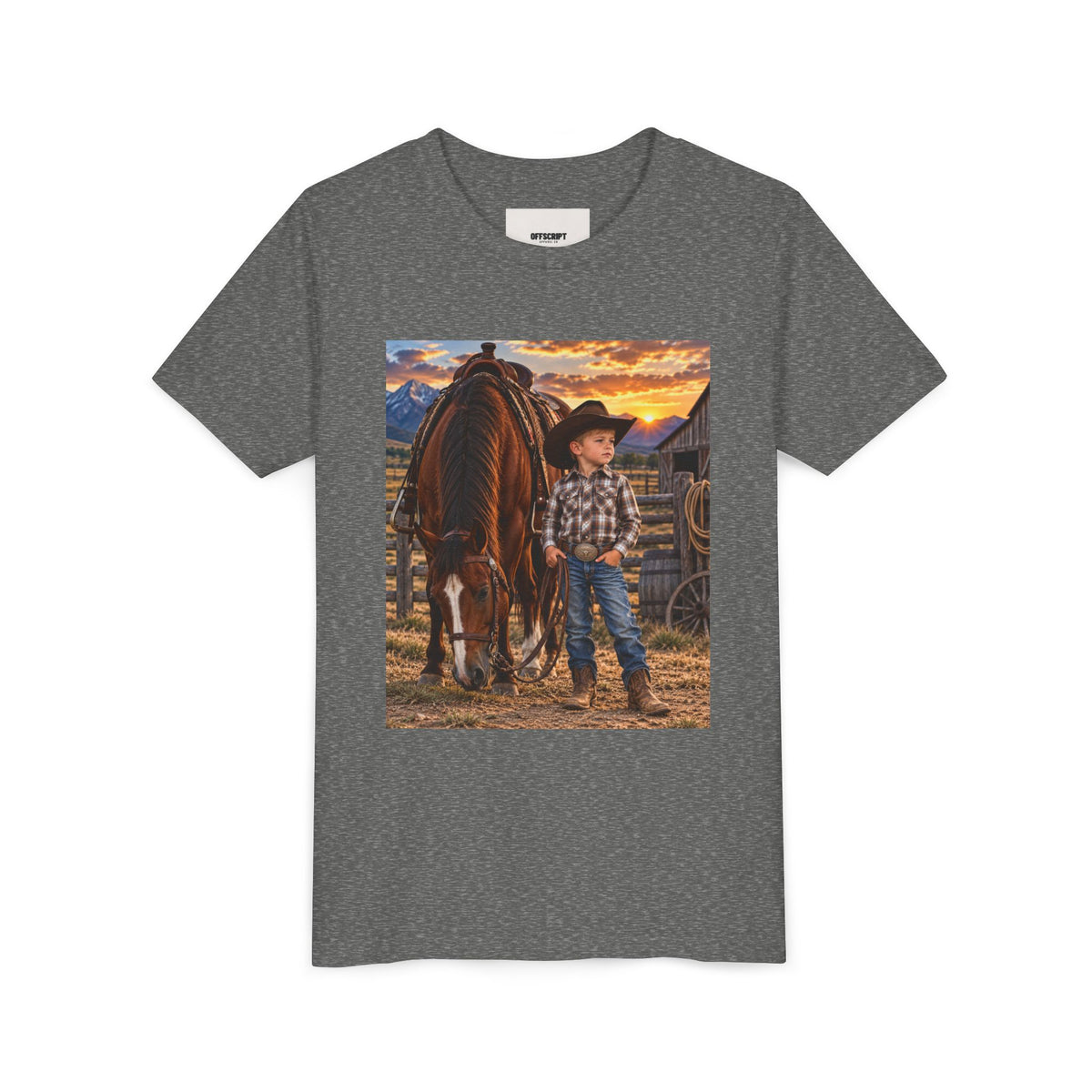 Youth Western Cowboy Tee — Little Cowboy & Horse Graphic Shirt