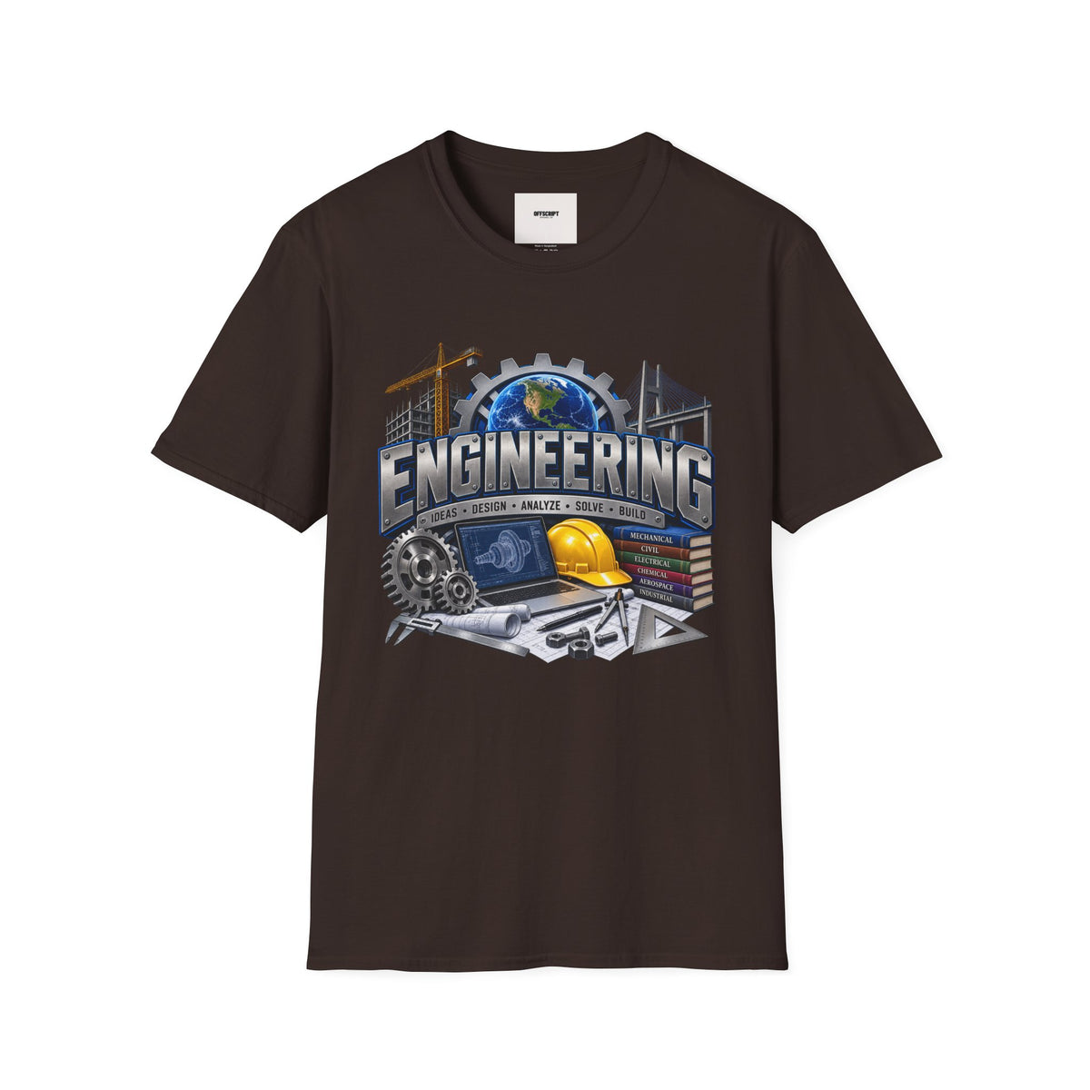 Engineering Graphic T-Shirt — STEM Design with Tools, Globe & 'Engineering' Text