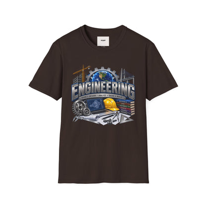 Engineering Graphic T-Shirt — STEM Design with Tools, Globe & 'Engineering' Text