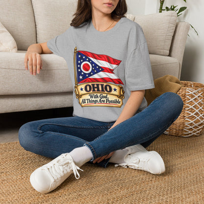 Ohio Flag T-Shirt — "With God All Things Are Possible" Patriotic Tee