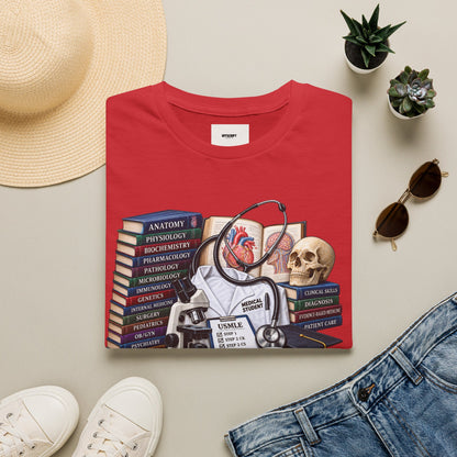 Medical Student Study Stack T‑Shirt — Anatomy, Physiology & USMLE Prep Design