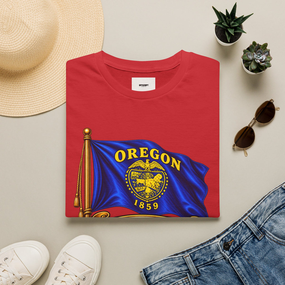 Oregon State Flag T-Shirt — 'Allis Volat Propria' Vintage Banner Tee