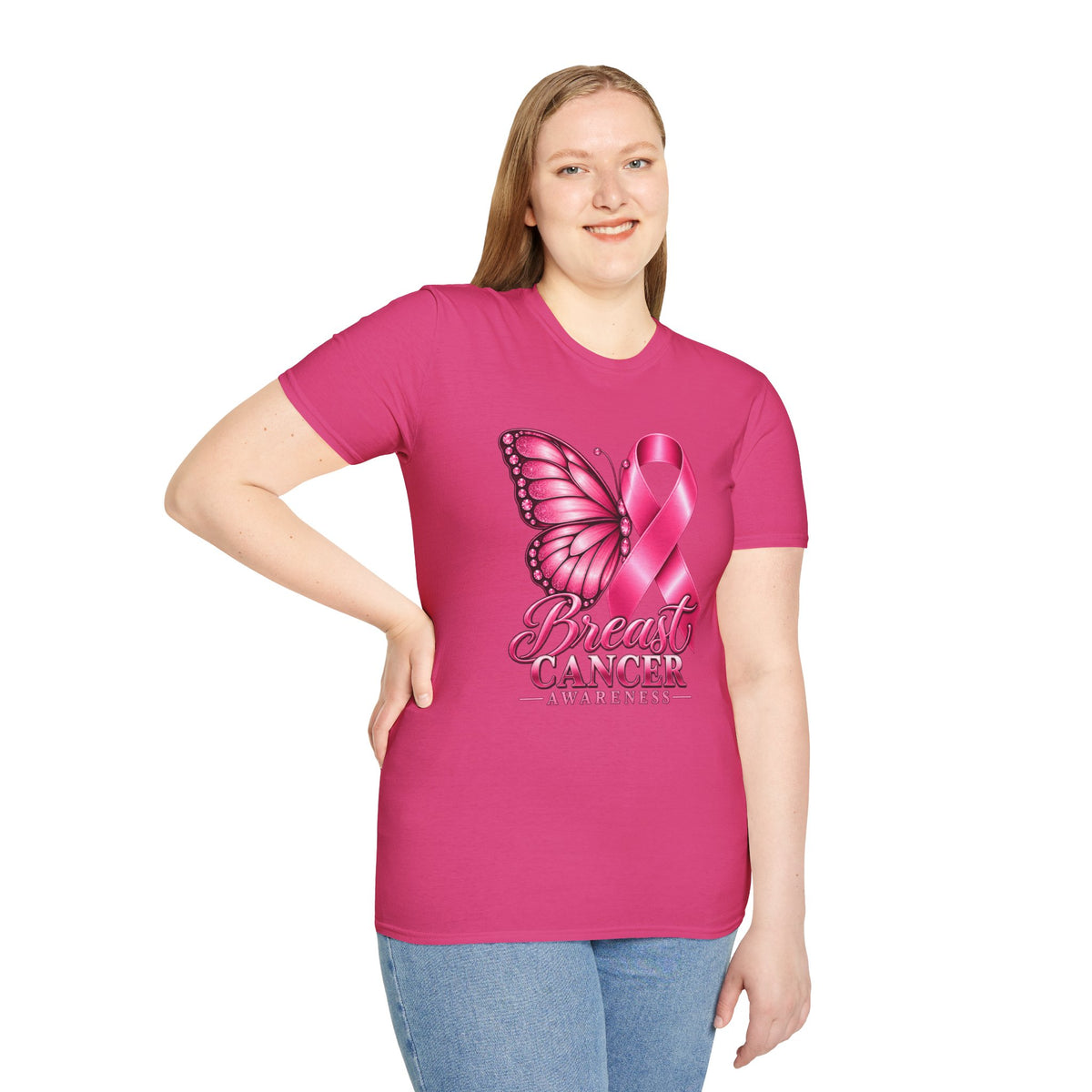 Pink Ribbon Butterfly Breast Cancer Awareness T-Shirt | Support Ribbon Tee