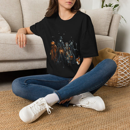 Halloween Gothic Crew T-Shirt — Haunted Pumpkin, Witch & Spooky Friends Design