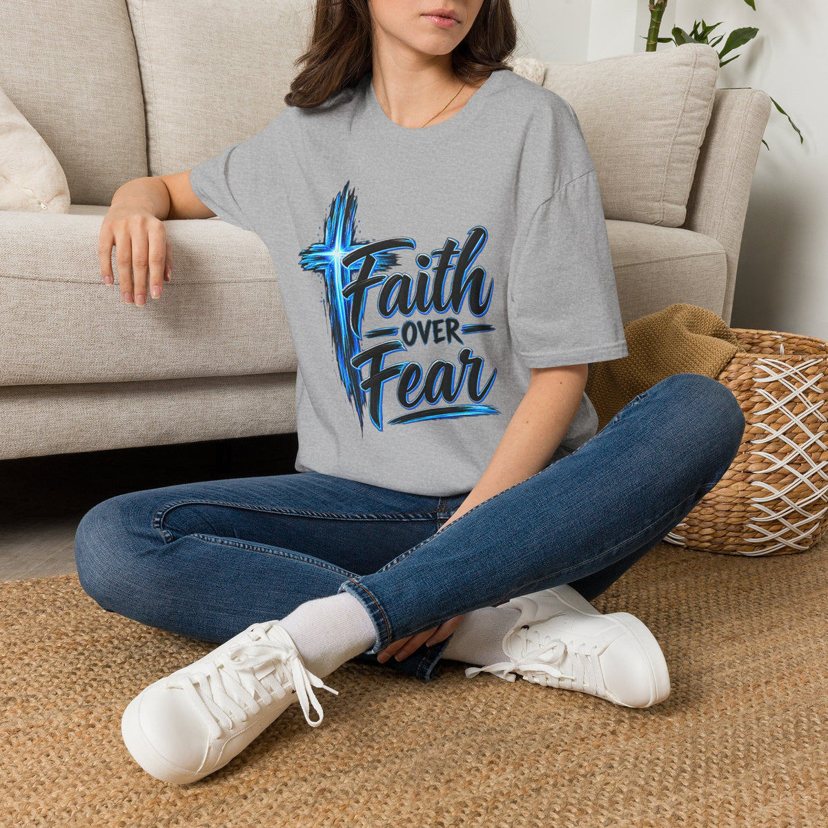 Faith Over Fear T‑Shirt — Christian Cross Inspirational Graphic Tee