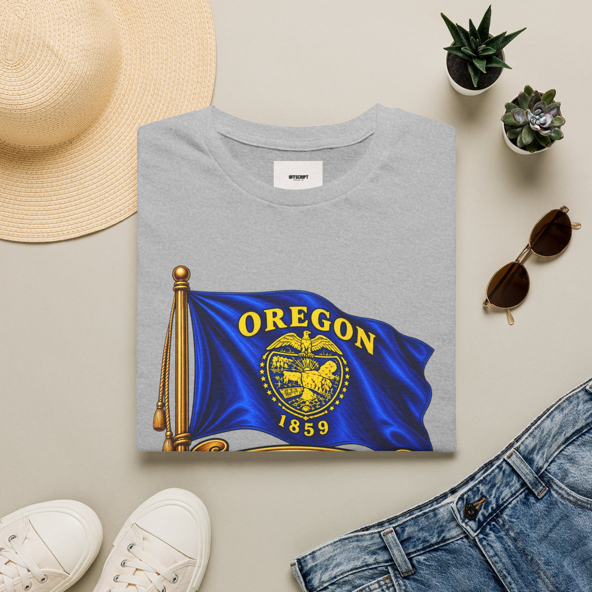 Oregon State Flag T-Shirt — 'Allis Volat Propria' Vintage Banner Tee