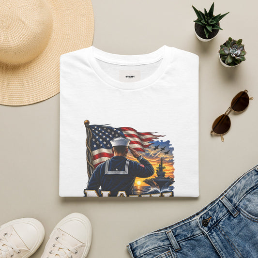 Navy Veteran Salute T‑Shirt – American Flag Military Tribute