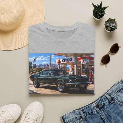 Classic Mustang Gas Station Tee — Retro Muscle Car T-Shirt