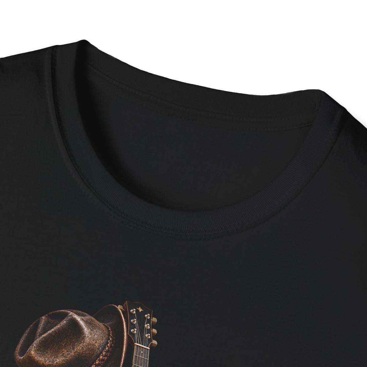 Country Music Guitar T-Shirt — Rustic Cowboy Hat & Lantern Graphic