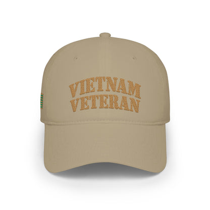 Vietnam Veteran Baseball Cap — Embroidered Gold Text Low Profile Hat for Veterans & Memorial Events