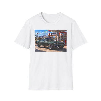 Classic Mustang Gas Station Tee — Retro Muscle Car T-Shirt
