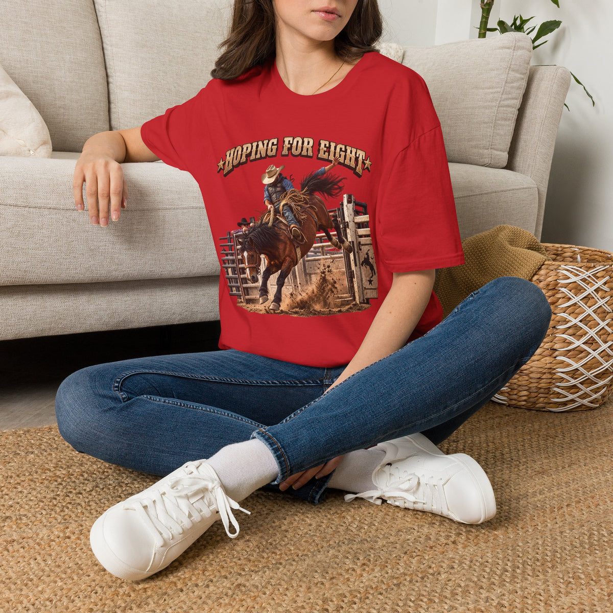 Hoping for Eight Rodeo T-Shirt — Bull Riding Western Tee
