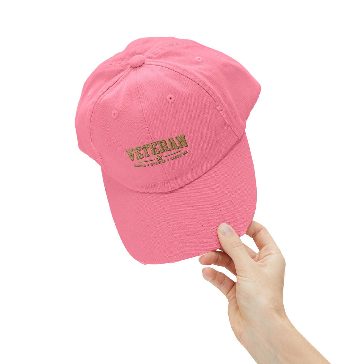Veteran Distressed Cap — Honor Courage Sacrifice Embroidered Hat