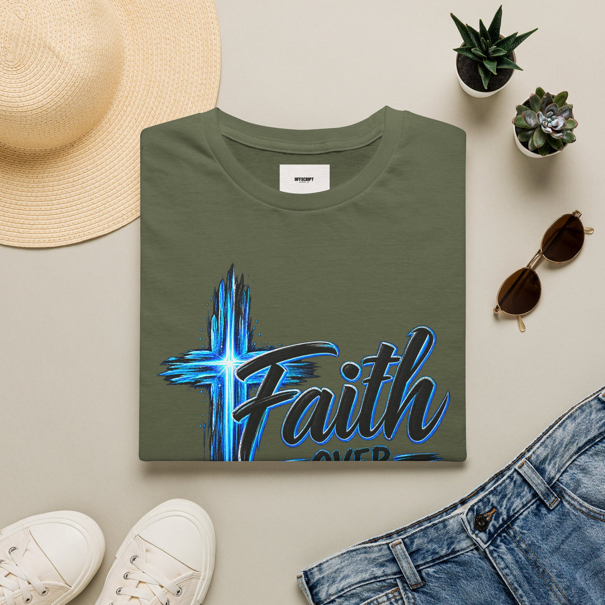 Faith Over Fear T‑Shirt — Christian Cross Inspirational Graphic Tee