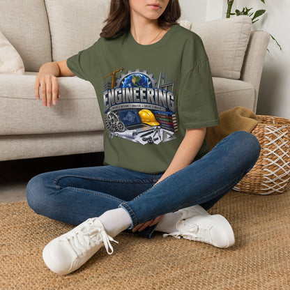 Engineering Graphic T-Shirt — STEM Design with Tools, Globe & 'Engineering' Text