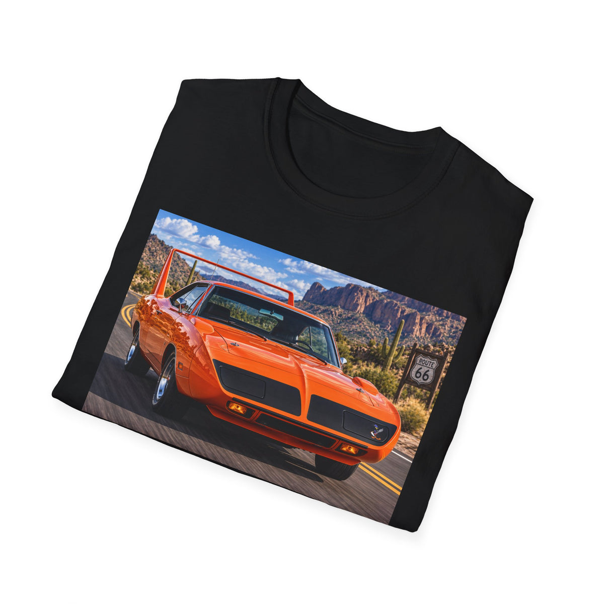 Classic Orange Muscle Car T-Shirt — Route 66 Roadtrip Tee