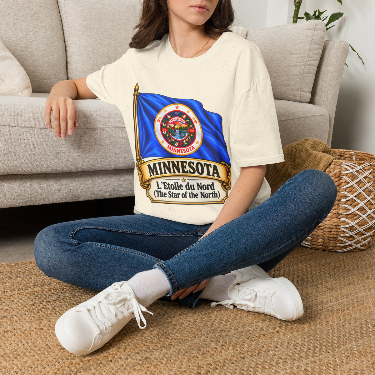 Minnesota Flag T-Shirt - 'Minnesota: L'Étoile du Nord / The Star of the North' Graphic Tee