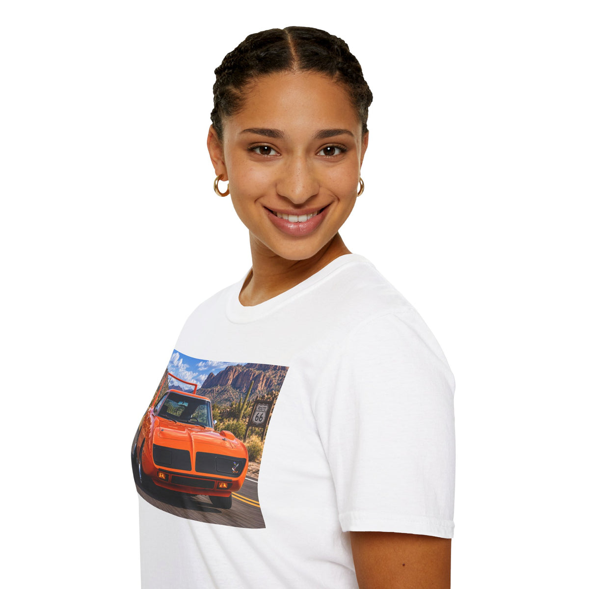 Classic Orange Muscle Car T-Shirt — Route 66 Roadtrip Tee