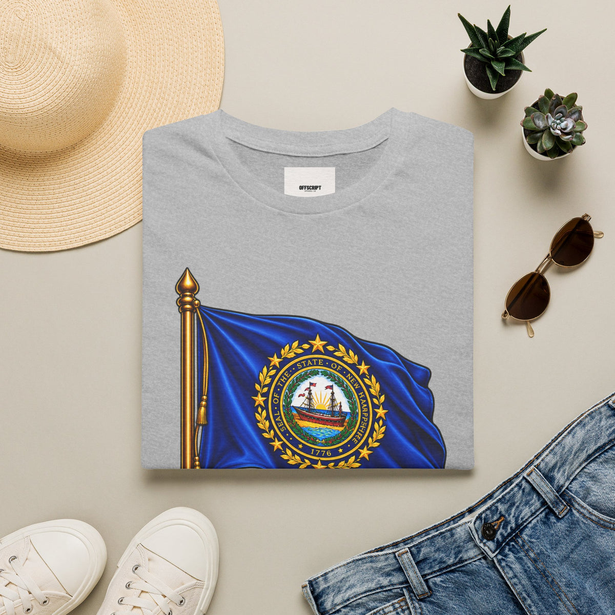 New Hampshire Flag T-Shirt — "Live Free or Die" State Pride Tee