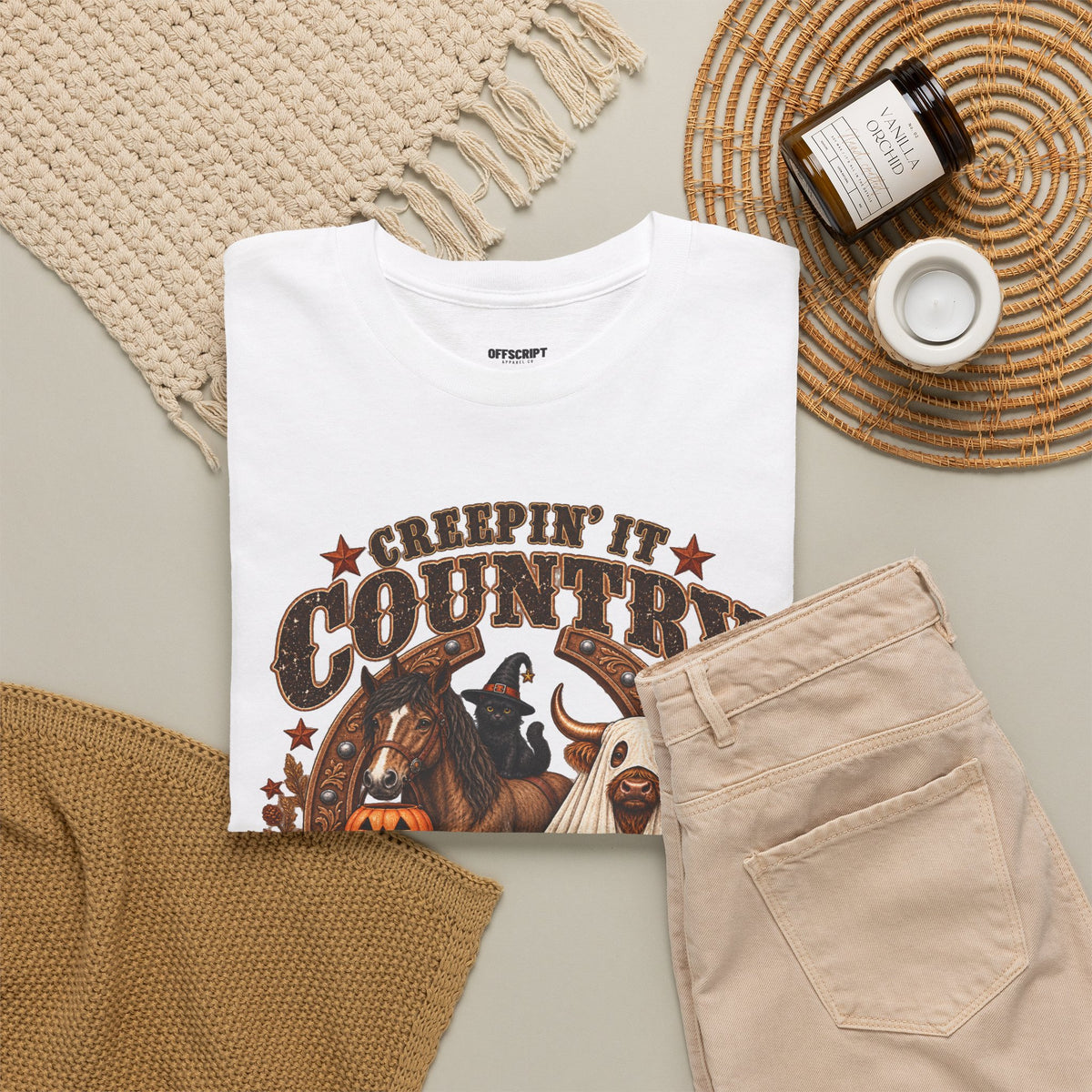 Country Halloween Tee — "Keepin' It Country Boo Y'all" Farm Animal Pumpkin T-Shirt