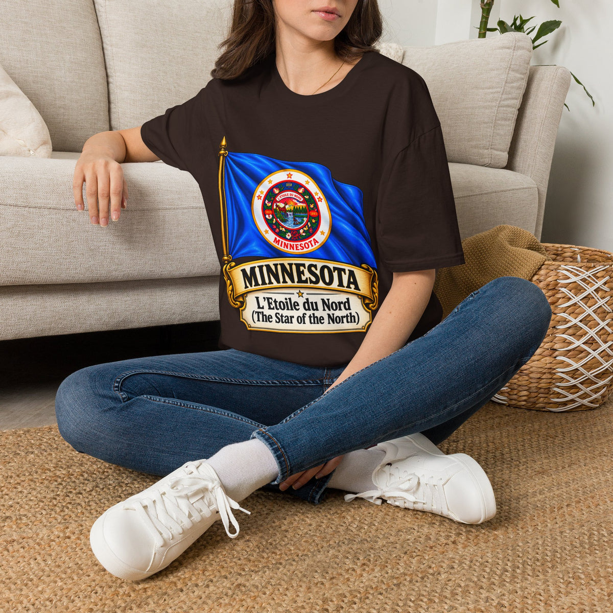 Minnesota Flag T-Shirt - 'Minnesota: L'Étoile du Nord / The Star of the North' Graphic Tee