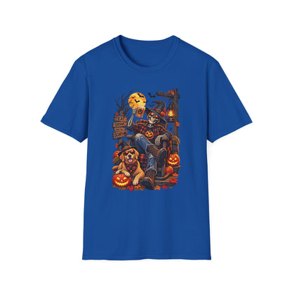 Halloween Skeleton Lounge T-Shirt — "Eat Drink & Be Scary" Graphic Tee