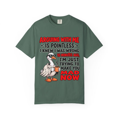 Funny Duck T‑Shirt — "Arguing With Me Is Pointless" Sarcastic Graphic Tee