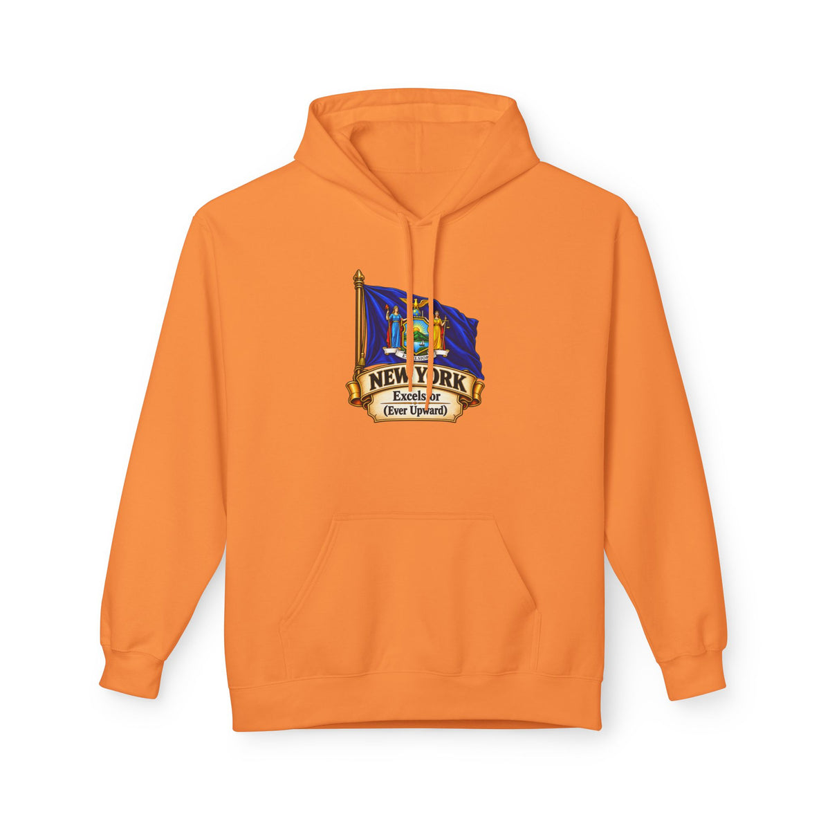 New York State Flag Hoodie – "Excelsior (Ever Upward)" Graphic Pullover