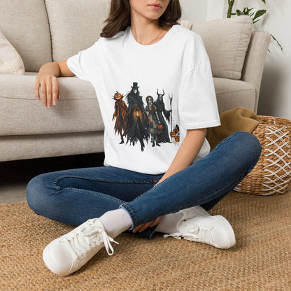 Halloween Gothic Crew T-Shirt — Haunted Pumpkin, Witch & Spooky Friends Design