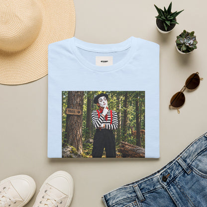 Mime in the Woods T-Shirt — “If a mime falls in the woods…” Casual Graphic Tee