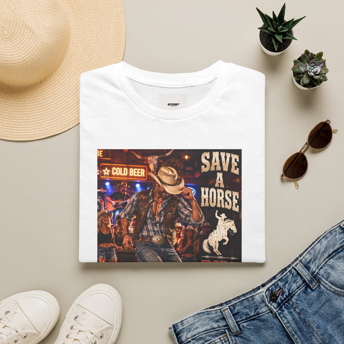 Save a Horse Ride a Cowboy T-Shirt — Country Western Cowboy Graphic Tee