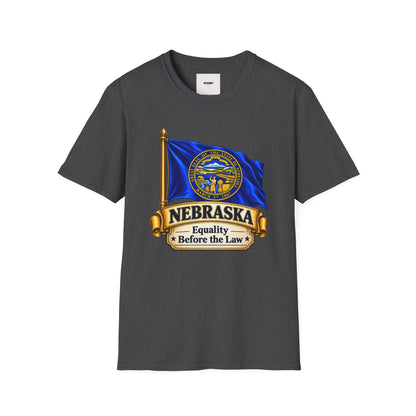 Nebraska Flag T-Shirt — State Seal ‘Nebraska: Equality Before the Law’