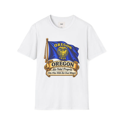 Oregon State Flag T-Shirt — 'Allis Volat Propria' Vintage Banner Tee