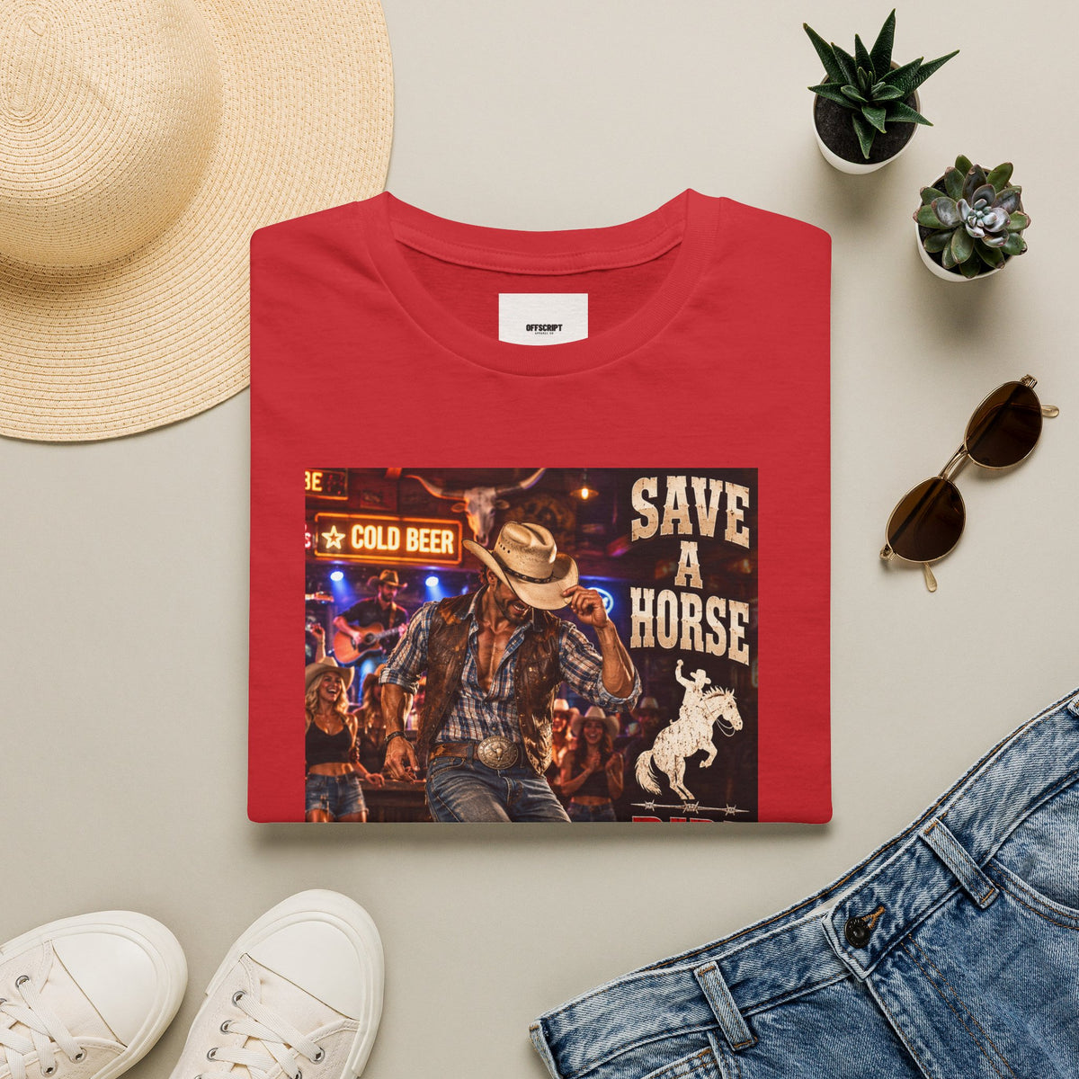 Save a Horse Ride a Cowboy T-Shirt — Country Western Cowboy Graphic Tee