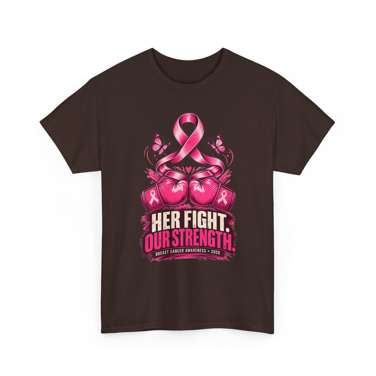 T-Shirt — Her Fight Our Strength Pink Ribbon Breast Cancer Awareness Tee