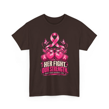 T-Shirt — Her Fight Our Strength Pink Ribbon Breast Cancer Awareness Tee