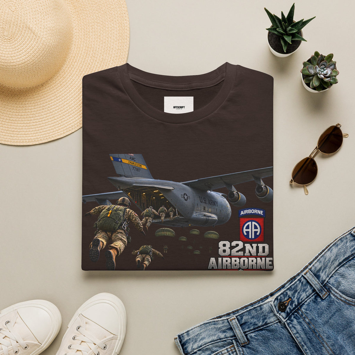 82nd Airborne Paratrooper T-Shirt — Military Jump C-17 Skydiving Design