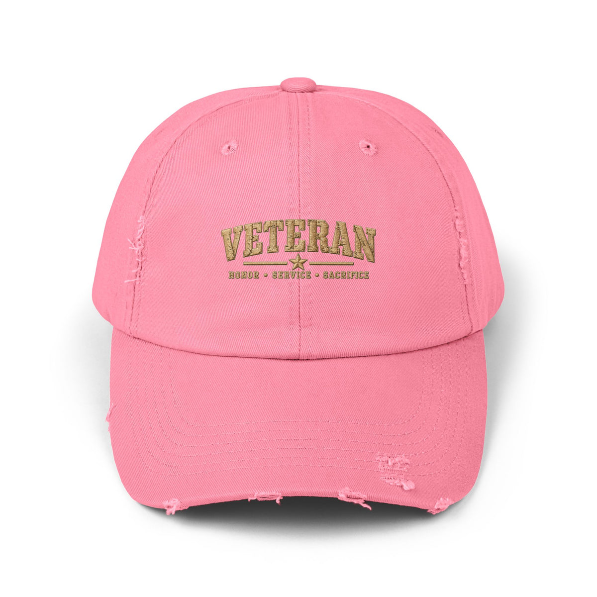 Veteran Distressed Cap — Honor Courage Sacrifice Embroidered Hat