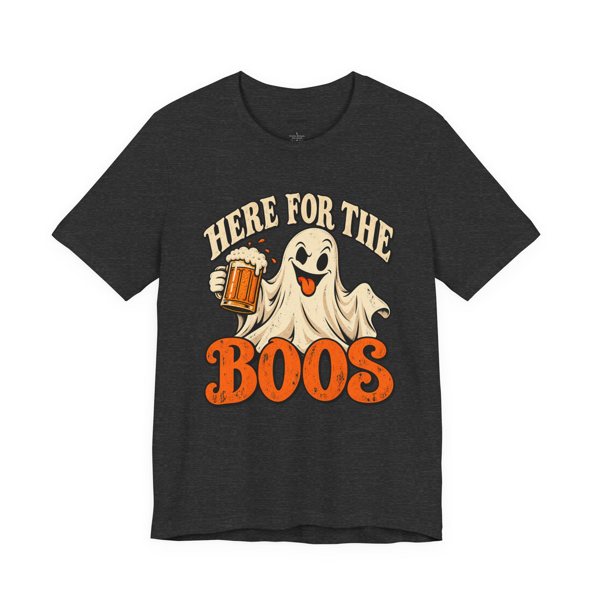 Here for the Boos Halloween T-Shirt — Ghost Drinking Beer Graphic Tee