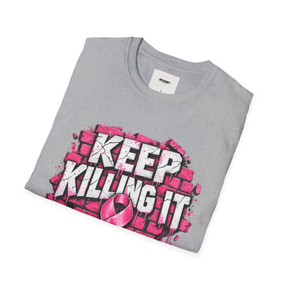 Keep Killing It pink ribbon T-Shirt | Breast Cancer Awareness, Motivational Graphic