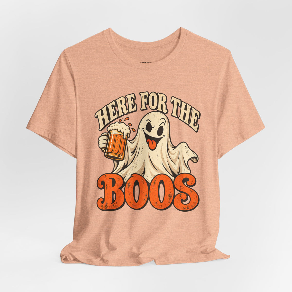 Here for the Boos Halloween T-Shirt — Ghost Drinking Beer Graphic Tee