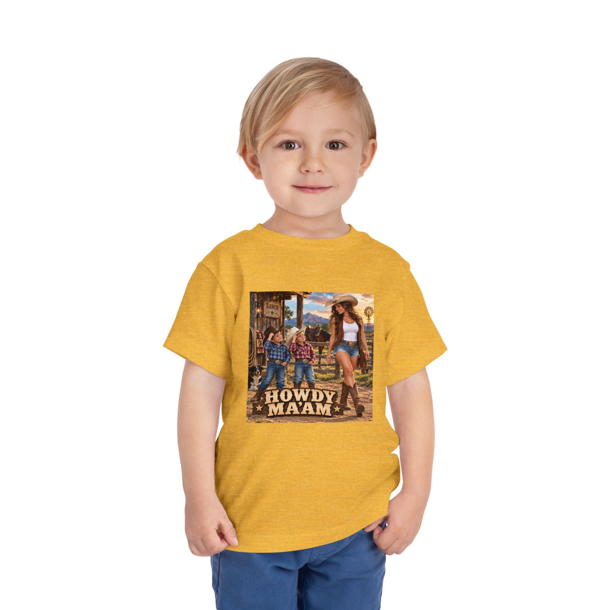 Toddler Tee — "Howdy Ma'am" Cowgirl Graphic Kids Shirt