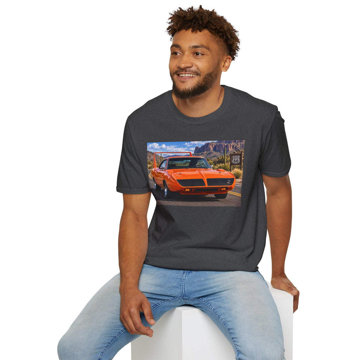 Classic Orange Muscle Car T-Shirt — Route 66 Roadtrip Tee