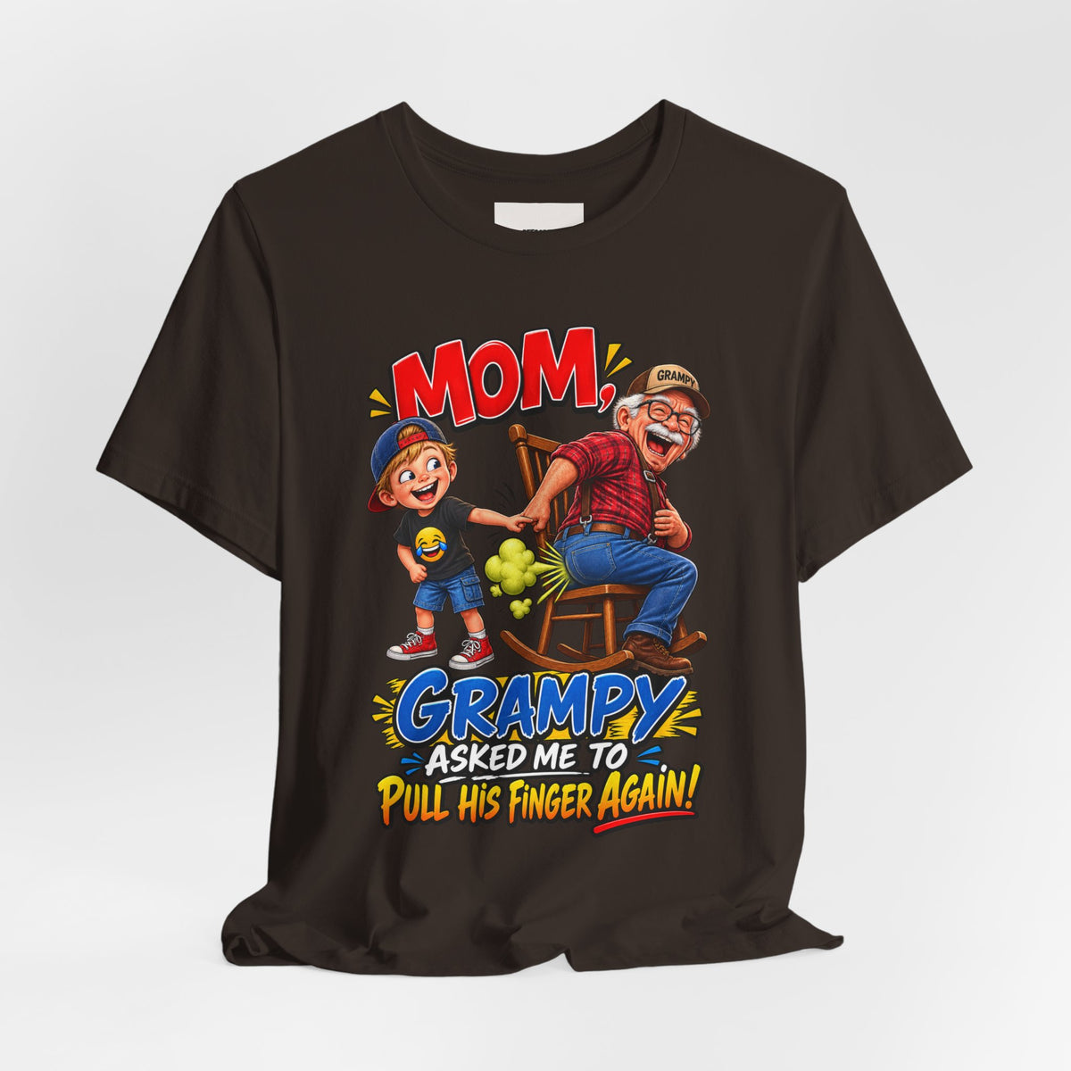 Grampy Asked Me To Pull His Finger Tee — Funny Grandpa & Kid Graphic T-Shirt