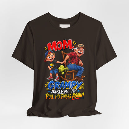 Grampy Asked Me To Pull His Finger Tee — Funny Grandpa & Kid Graphic T-Shirt
