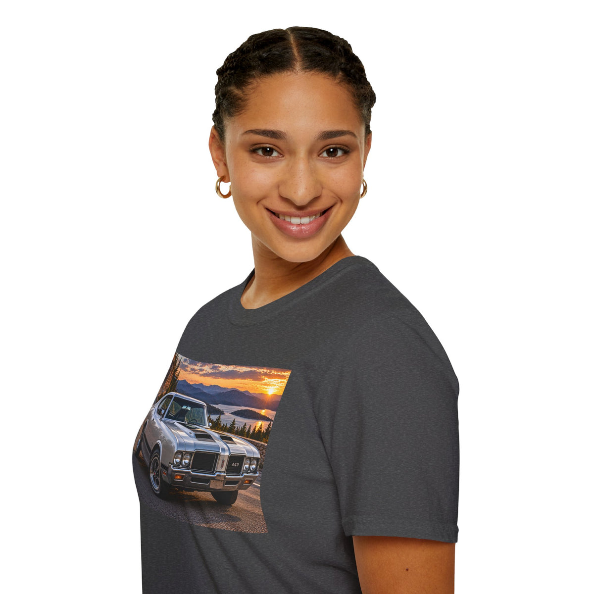 Classic Muscle Car T-Shirt – Vintage Oldsmobile Sunset Graphic Tee